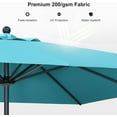 thumbnail image 6 of PURPLE LEAF 10' x 6.5' Rectangular Outdoor Table Umbrella with Crank and Tilt, Aluminum Frame Patio Market Sun Umbrella, 8 Sturdy Ribs, Turquoise Blue, 6 of 10