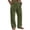 Blackish Green, variant on Mens Linen Cotton Casual Pants, Lightweight Straight Leg Lounge Pants with Button Waist & Side Pockets, Loose Fit Summer Beach Yoga Trousers for Men, Comfortable Relaxed Fit Trousers Blackish Green L