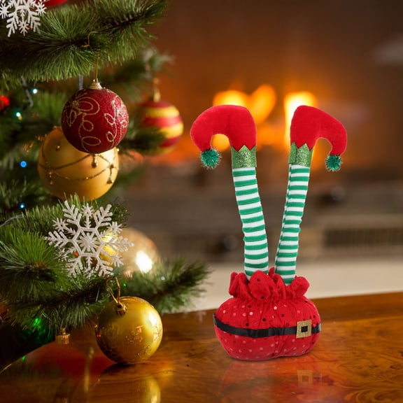 ADDHAT Christmas Leg Ornament in Red Cotton Material for Chic Xmas Party and Home Table Decoration