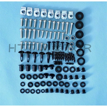 Abs Plastic Fairing Body HTTMT- Stainless Steel Fairing Bolt Kit Body Bolt Washer For Suzuki GSX-R 600 750 04-05 ()