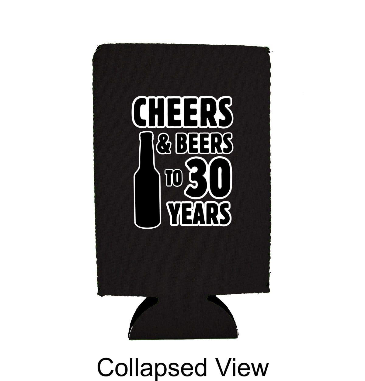 Cheers & Beers to 30 Years 16 oz. Can Coolie (Black, 4 Pack)