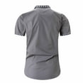 thumbnail image 6 of LADIGASU Man Fashion Leisure Button Pocket Flip Collar Lattice Short Sleeve Shirt, 6 of 8