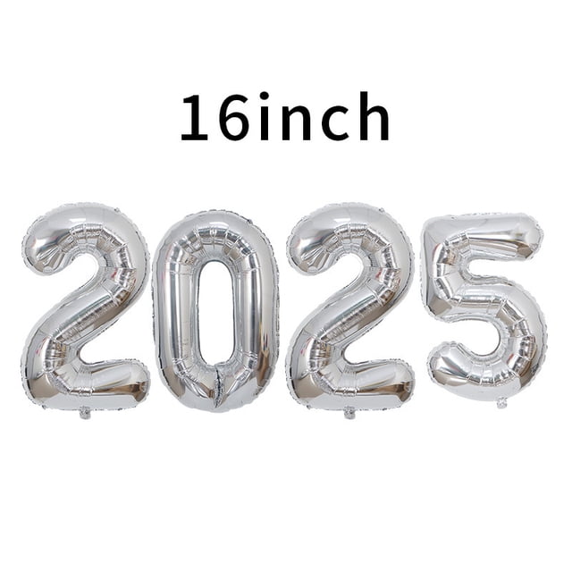 5 set 16Inch Number 2025 Balloon Jumbo Digit Balloons for Happy 2025 New Year Eve Celebration Decorations Party Supplies