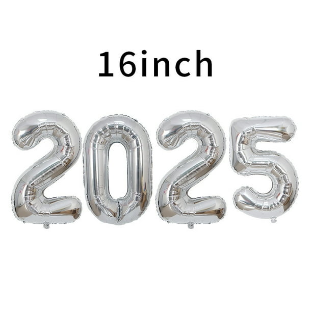 Juego de 5 globos grandes 2025 - Suministros para fiestas de Nochevieja Globos 2025 dorados - Decoraciones de Año Nuevo 2025 - Globos de Año Nuevo 2025