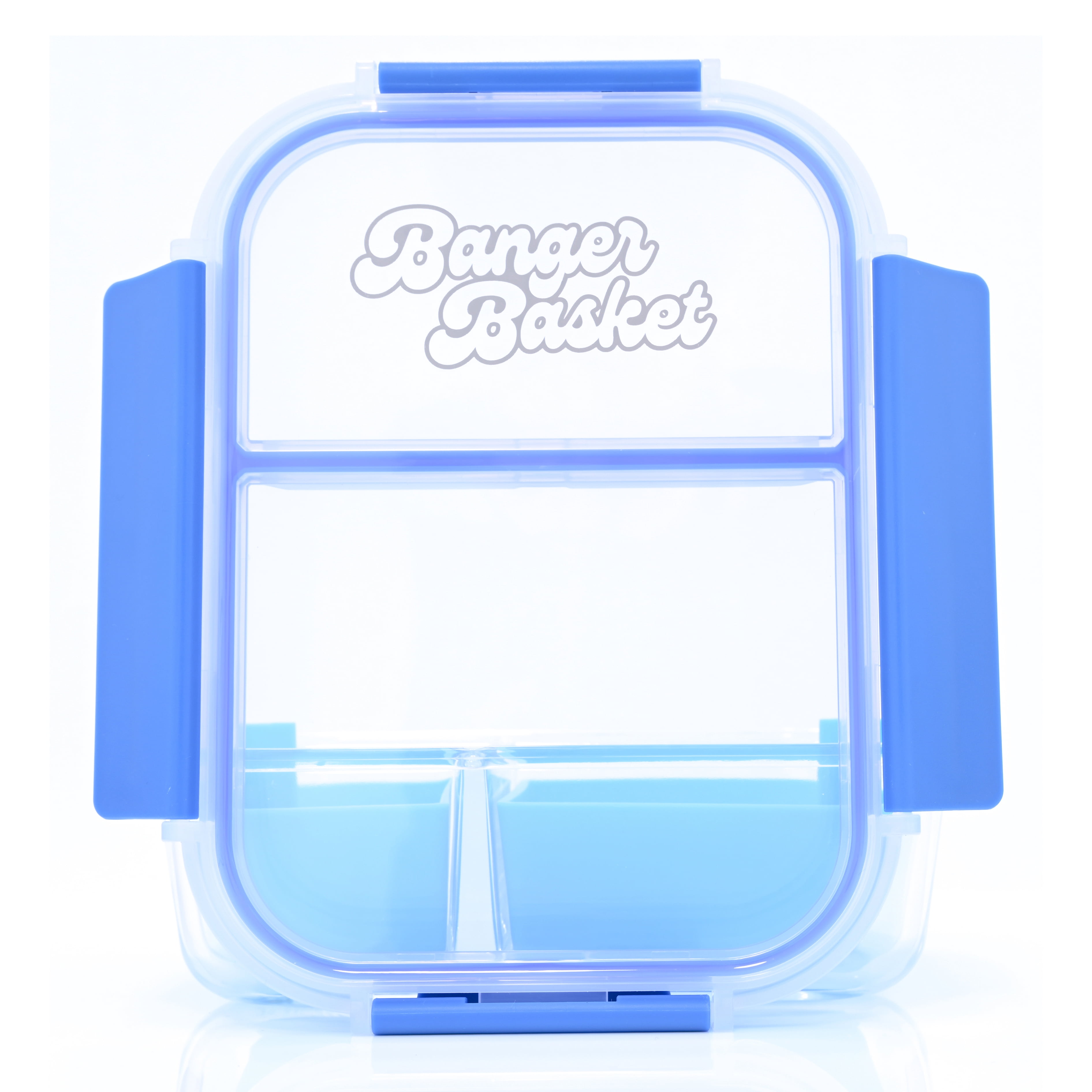 Banger Basket Two Compartment Borosilicate Glass Container Cleaning Tool with Sealable Lid (Arctic Blue)