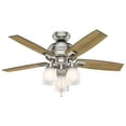 thumbnail image 3 of Hunter - Donegan Indoor Ceiling Fan With Light, 44-inch, Brushed Nickel, Rustic-style, 3-speed WhisperWind Motor, 52230, for living rooms, bedrooms, home offices, kitchens, 3 of 13