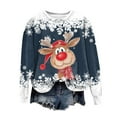 thumbnail image 5 of larppty Ugly Christmas Sweater Funny Xmas Reindeer Print Christmas Party Holiday Pullover Winter Clothes 2025 (Navy, M), 5 of 6