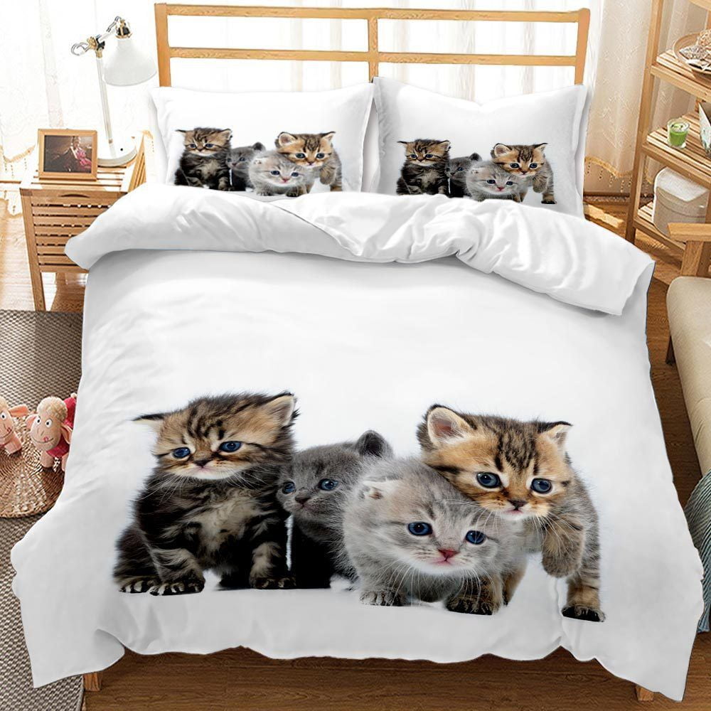 Cute Animal Cat Print Duvet Cover Set King Queen,Sports Football ...