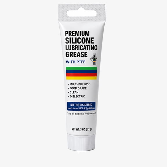 Synthetic Silicone Grease Lubricant with PTFE, Multi-Surface Auto & Home Lubrication, 3 Oz
