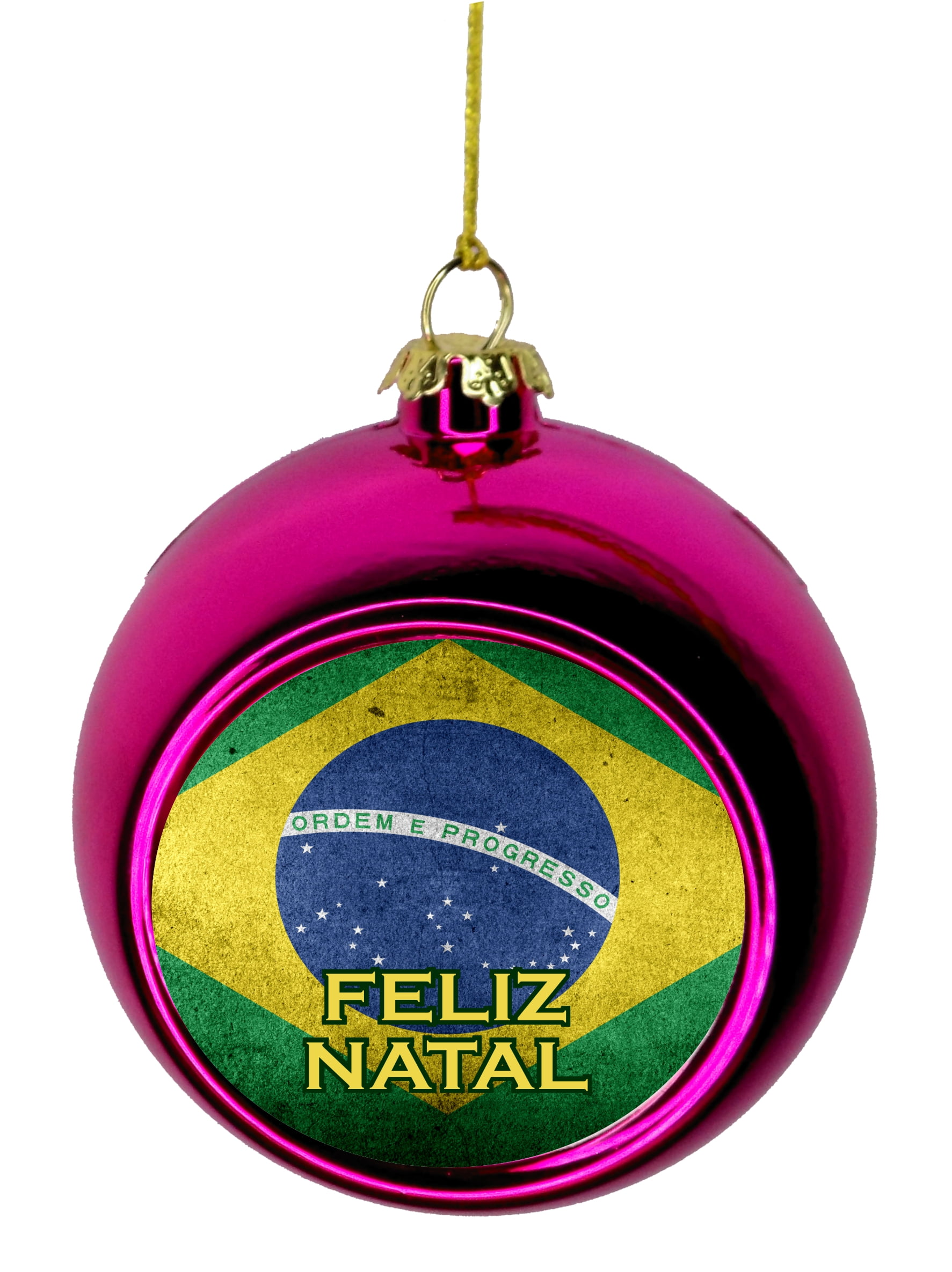 Flag Brazil Feliz Natal Brazilian Grunge Flag Bauble Christmas