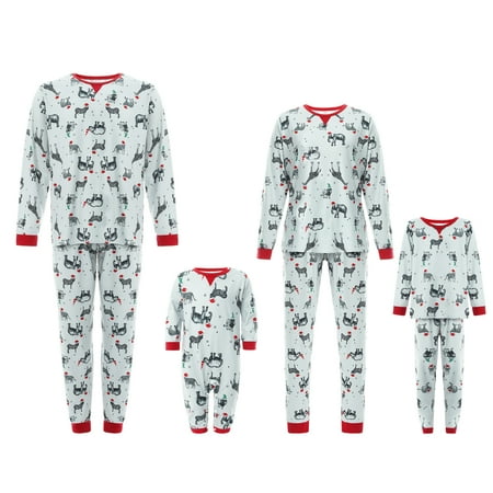 

Family Matching Christmas Pajamas Zebra Elephant Animal Printing Christmas Long-sleeved Xmas Sleepwear Nightwear Pjs for Kids Women Men