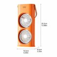 thumbnail image 3 of Orange Double Head Desktop Fan Usb Rechargeable Portable Personal Cooling Fan 6 Inch Dual Air Outlets Small Table Fan for Home Office Desk Summer Use 1 Piece, 3 of 6