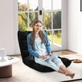thumbnail image 2 of MAT EXPERT 14-Position Floor Chair, Floor Gaming Chair w/Soft Coral Fleece, Alloy Steel Frame, Padded Lazy Couch Recliner, Floor Chair with Back Support for Reading, Meditating, Playing Game (Black), 2 of 16
