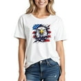thumbnail image 2 of Women's 4th of July Patriotic T-Shirt – American Flag Graphic Print Crewneck, Funny Independence Day Summer Top 2025 (Premium Cotton Short Sleeve), 2 of 5