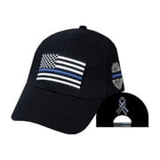 Eagle Emblems CP1701 Black Thin Blue Line Police USA Flag Hat Cap