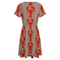 thumbnail image 5 of Lobster Art Prints Short Sleeve Dress Women Summer Evening Dresses Ladies Sundress, 5 of 7