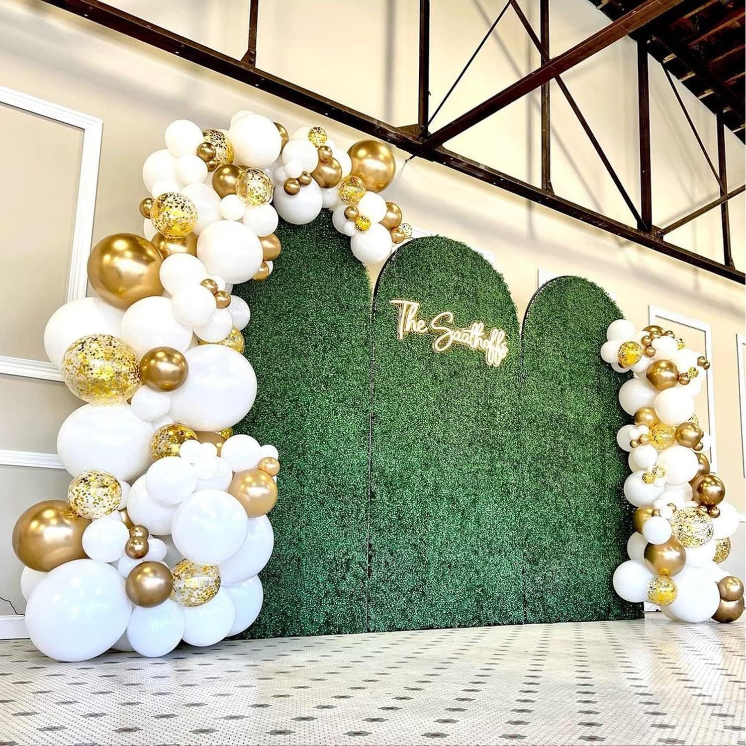 White and Gold Balloons Garland Kit  124pcs White Metallic Gold Confetti Balloon Arch Kit for Wedding  Engagements Birthday Graduation Baby Shower Celebrations Anniversary Party Decoratio