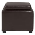 thumbnail image 2 of Cameron Square Bicast Leather Storage Ottoman with tray, Brown, 2 of 8