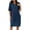 Navy, variant on Plus Size Cotton Linen Dresses for Women Short Sleeve Summer Pleated Midi Dress with Pockets