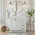 thumbnail image 2 of Ariel Taylor 36 In. Left Offset Oval Sink Bathroom Vanity With Carrara White Quartz Countertop 1.5 Edge In White, 2 of 11