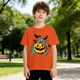 thumbnail image 2 of Abcomgle Girls Halloween Shirts Size 7-8 Spooky Colorful Flame Pumpkin Bat T-Shirts for Kid Girls Crewneck Short Sleeve Shirts for Kids Fall Funny Holiday Top for Girls, 2 of 4