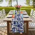 thumbnail image 4 of Blue Spring Floral 90 Inch Table Runner, Summer Botanical Flowers Farmhouse Dresser Scarf Cotton & Linen Tablerunner for Dining/Kitchen Island/Holiday Party Décor 13" x 90", 4 of 9