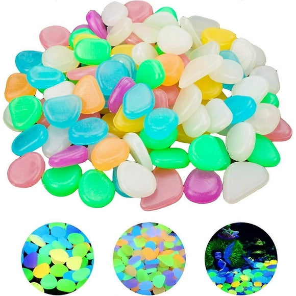 Colorful Luminous Stone 100 Pcs Pebbles Aquarium Decoration Fluorescent Aquarium Pebble Probably 1.8 to 3 cm Decorative Pebbles Stones