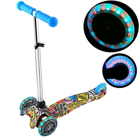 3 Piece Scooter - Kick Scooter for Kids 3 Wheel Scooter, 4 Adjustable Height, Lean to Steer with PU LED Light Up Wheels for Children from 3 to 17 Years Old