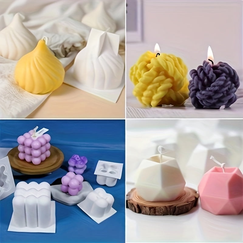 8 Pcs Resin Candle Mold Kit Silicone Craft Set for DIY Candle Making Resin Art Handmade Home Decor Daily Use Graduation Party Creative Gift Set for Adults Craft Lovers
