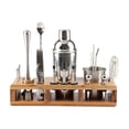 thumbnail image 1 of Cocktail Cocktail Shaker Set with Wood Stand Stainless Steel Strainer Jigger Muddler Spoon Bartender Kit, 1 of 8