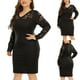 thumbnail image 2 of Vestido de talla grande para mujer, Sexy, con cuello en V, ahuecado, manga larga sólida, jersey adelgazante, vestido de glúteos Fridja  nbo3952, 2 of 9