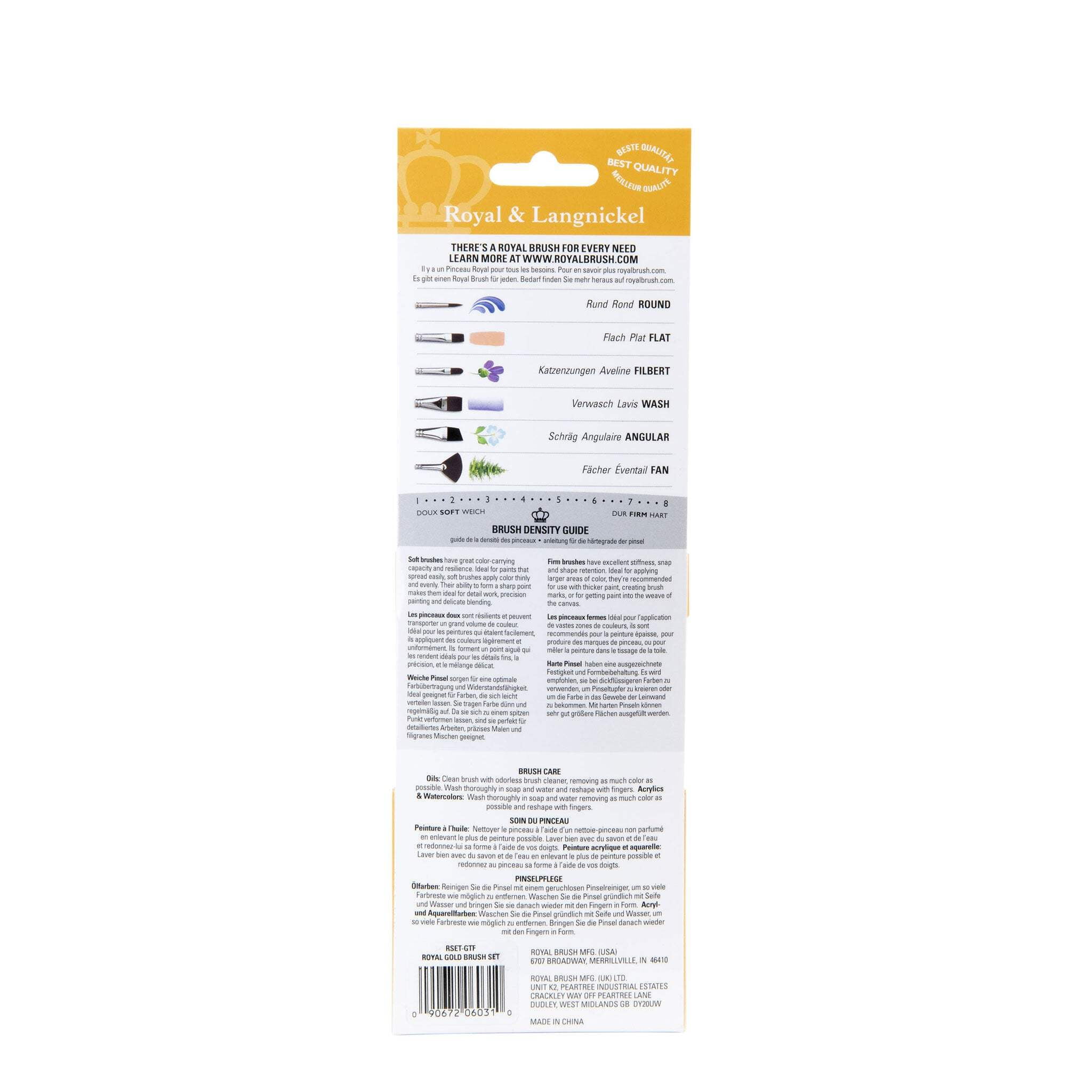 Royal & Langnickel Royal Gold Short Handle Paint Brush Set, Filbert and Wash, 11-Piece