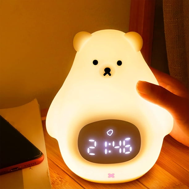 paquete de luz nocturna de oso, lindo despertador para niños, lámpara de guardería portátil hecha de silicona suave sin BPA, luz nocturna recargable por USB para niños, niñas, niños, bebés, regalos