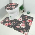 thumbnail image 2 of Pioneer Flower Floral Print Pattern Bathroom Rugs Sets 3 Piece,Toilet Cover Set,Absorbent Non Slip Bathroom Mats Sets with U-Shaped Contour Rug Toilet Rug Set, 2 of 5