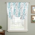 thumbnail image 2 of Teal Blue Grey Botanical Tie Up Curtains for Windows, Adjustable Balloon Window Shades, Spring Floral Summer Farmhouse Kitchen Window Treatments Farmhouse Short Curtains with Rod Pocket 42"x45", 2 of 8