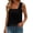 Black, variant on Women's Square Neck Ruched Knit Tank Tops Solid Color Sleeveless Casual Summer Going Out Cami