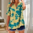 thumbnail image 2 of Women's V-Neck Button Down Tee Short Sleeve Tie Dye Ombre Top Loose Fit Casual Summer Blouse Comfortable for Everyday, 2 of 5