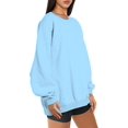 thumbnail image 4 of ORUYROP Chandails en Molleton Surdimensionnés pour Femmes Manches Longues Col Rond Chandail Décontracté Ample Couleur Unie Polaire Tops Pulls, 4 of 7