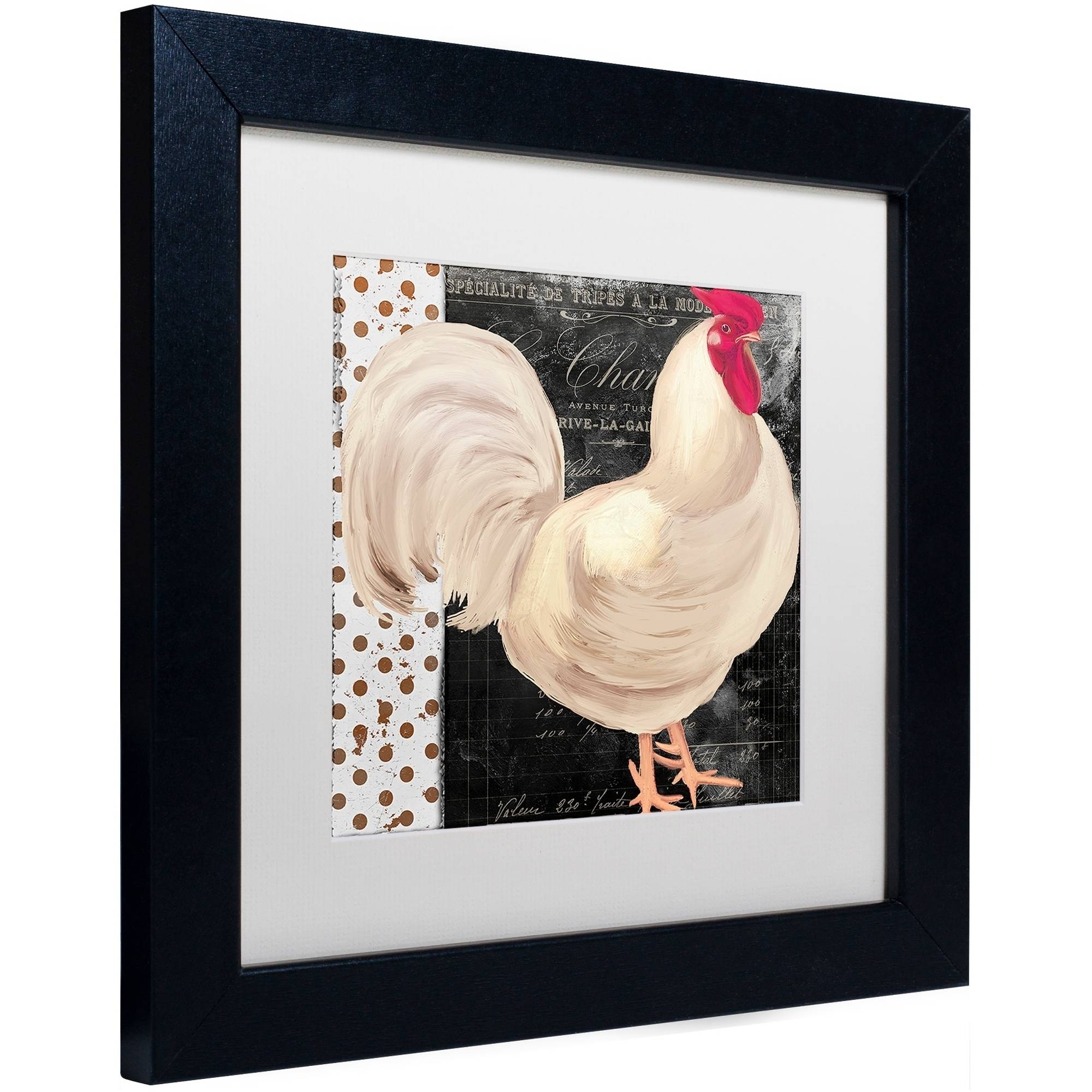 Trademark Fine Art "White Rooster Caf? I" Canvas Art by Color Bakery White Matte, Black Frame