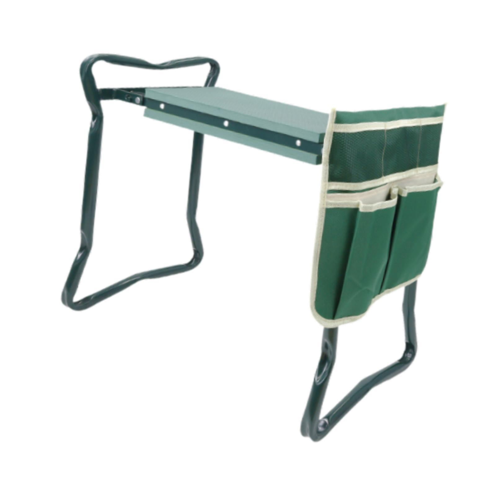 Foldable Garden Kneeler Seat with Soft EVA Foam Pad and Tool Pouch Sturdy Steel Bench for Gardening