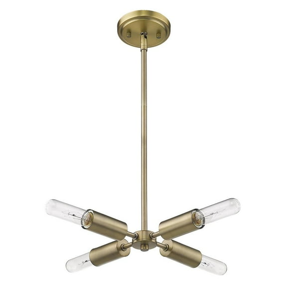 HomeRoots Four Light Dull Gold Hanging Chandelier