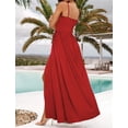 thumbnail image 2 of Mawalde Women Summer Maxi Dress Vacation Floral Spaghetti Strap Spring Casual Boho Split Beach Long Flowy Sundress Red L, 2 of 3