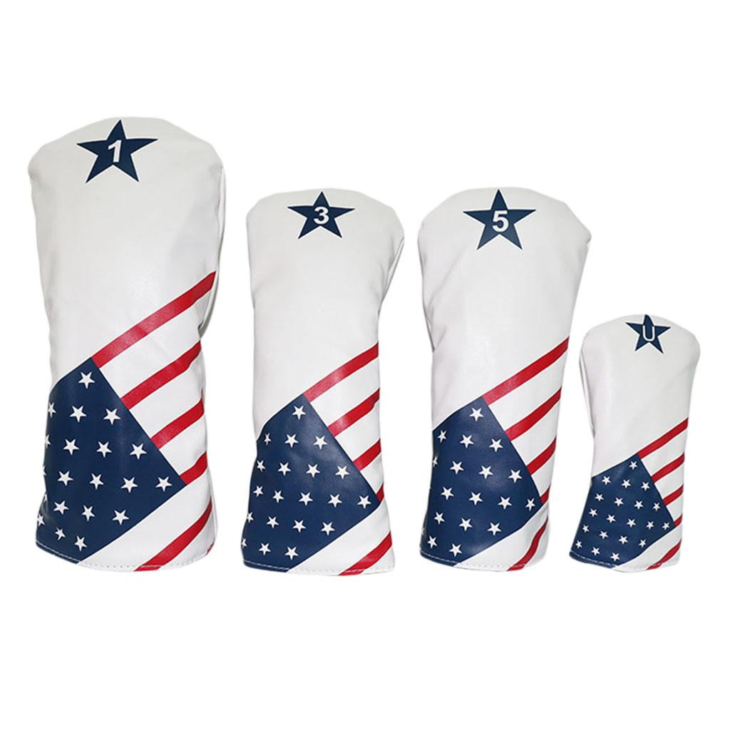 Axioma 4pcs/Set Waterproof Golf Club Head Cover Wood Driver Headcover Stroke Count