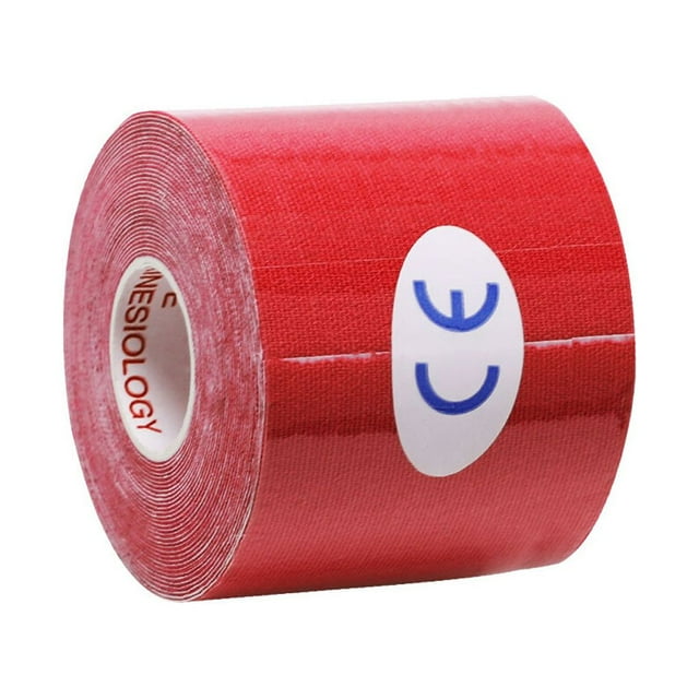ziyahi Bande de Musculation Élastique en Coton Bandage de Sport Portable Auto-Adhésif, Rouge, 7.5cm x 5m