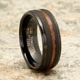 thumbnail image 3 of Metal Masters Mens Whiskey Barrel Oakwood Horizontal Brushed Tungsten Carbide Ring Wedding Band Black Inlay 8mm, 3 of 5