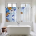 thumbnail image 4 of Blue Ombre Floral Kitchen Curtain for Berdoom Living Room Cafe 54 Inch Length, Spring Flowers Modern Art Tiers Curtains Light Filtering Drapes Rod Pocket Window Treatment 2 Panels 52"Wx54"L, 4 of 8