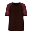 thumbnail image 4 of Puntoco Blusas cortas de liquidación para mujer, blusas de moda para mujer, blusas casuales lisas de manga corta con cuello redondo, 4 of 4