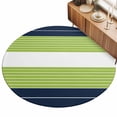 thumbnail image 2 of Round Area Rugs 7Ft, Navy Blue Green Stripe Non-Slip Washable Circle Rugs Carpet, Modern Art Horizontal Striped Indoor Outdoor Rug Floor Mats Throw Runner for Bedroom Living Room Bathroom, 2 of 8