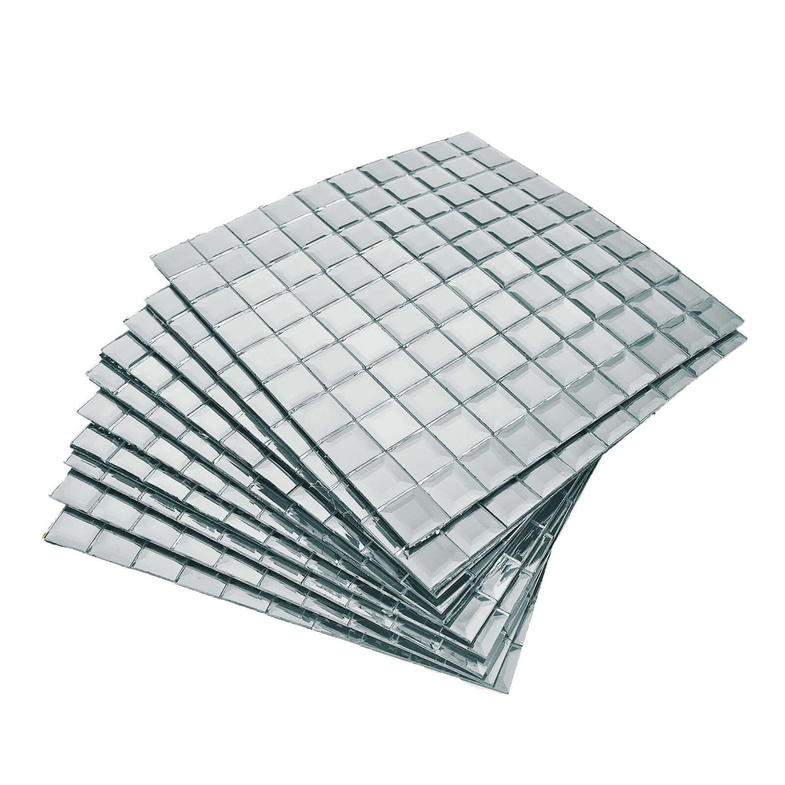 Efavormart Pack of 10 - 12"x12" Silver Peel and Stick Backsplash Mirror Wall Tiles