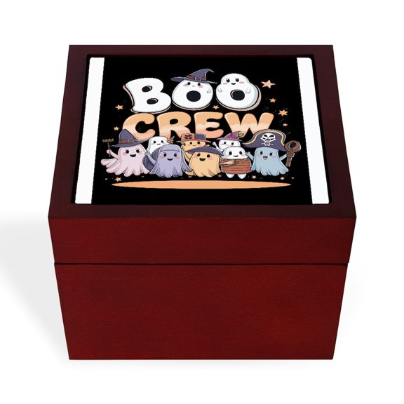 CafePress - Boo Crew Halloween T Shirt - Keepsake Box, Finished Hardwood Jewelry Box, Velvet Lined Memento Box